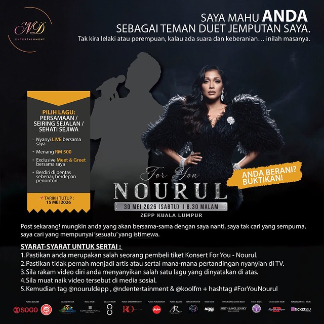 Para Peminat Berpeluang Berduet Bersama Nourul di Pentas Konsert For You
