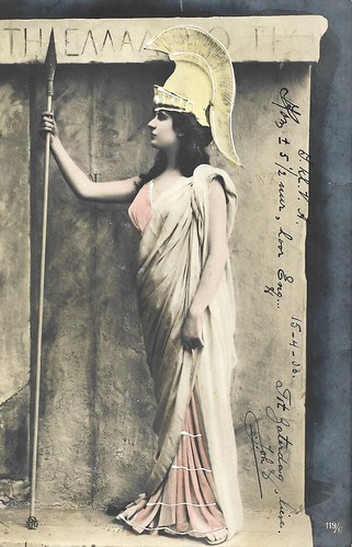 Woman dressed up as Athena
