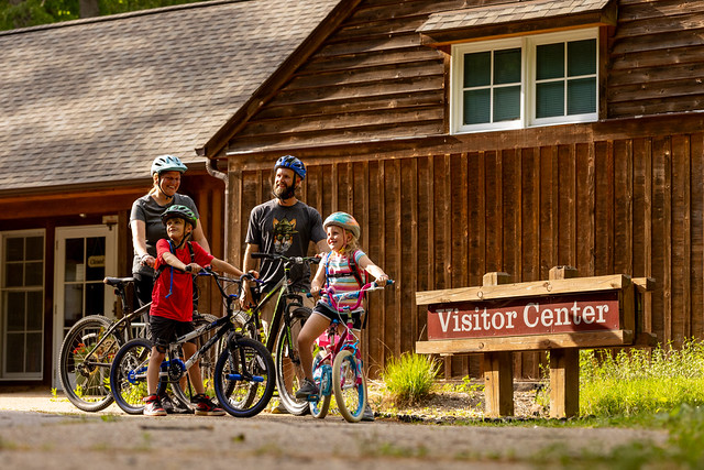 Family with bikes