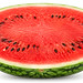 Aufgeschnittene Wassermelone mit Kernen von oben
