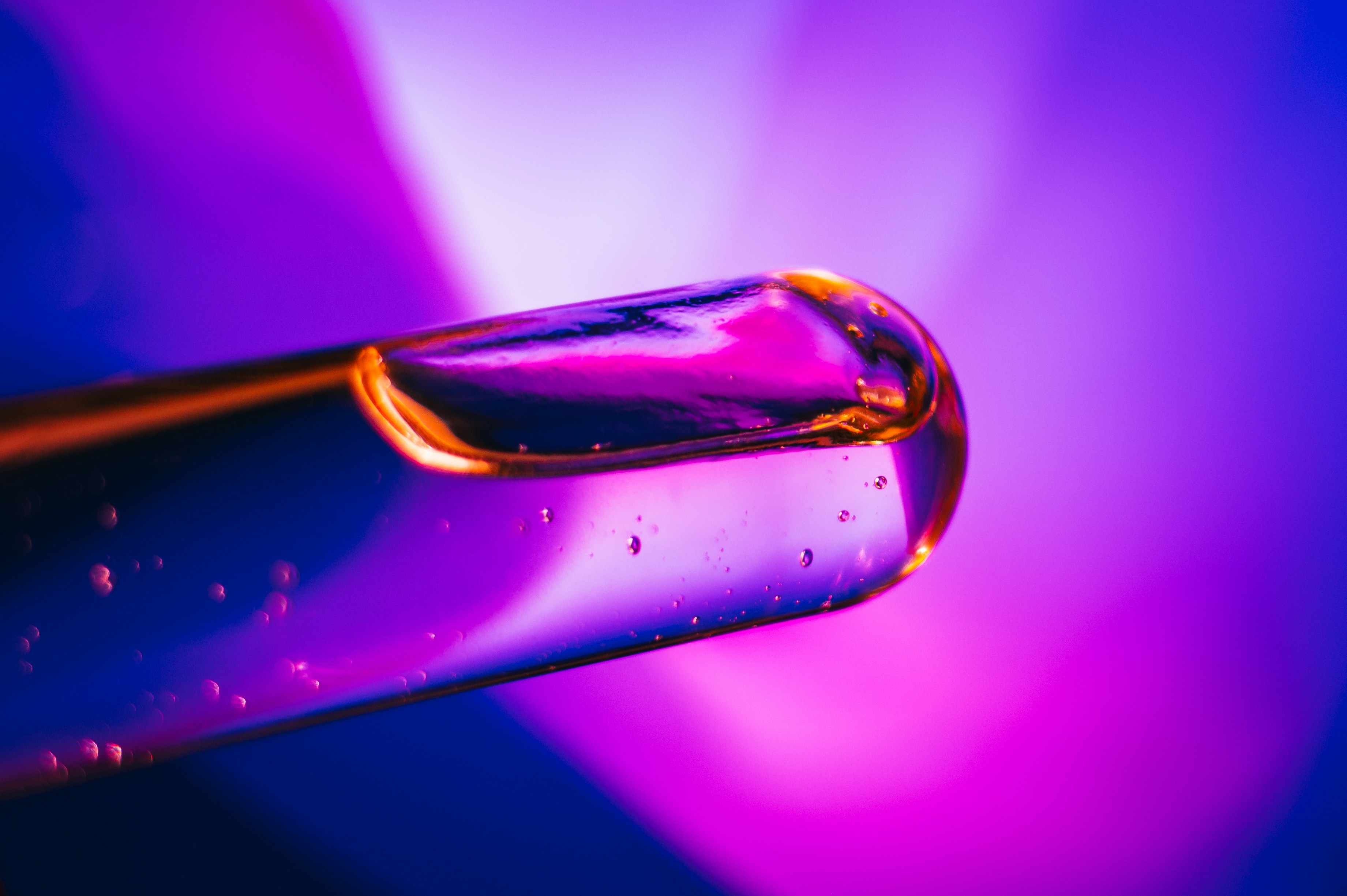 liquid in a glass vial
