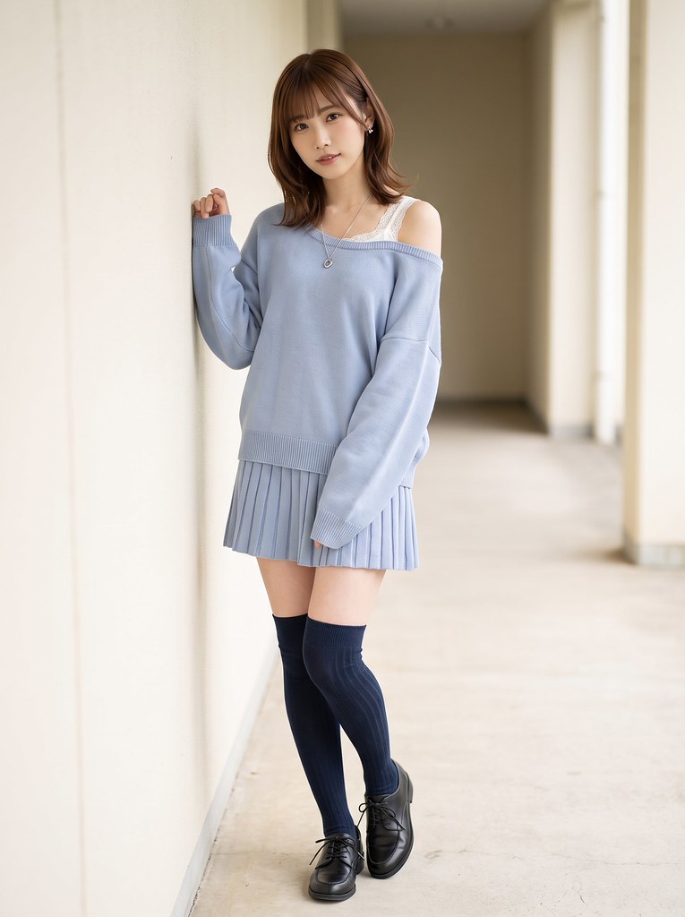 Light Blue Knit Top with Matching Mini Skirt