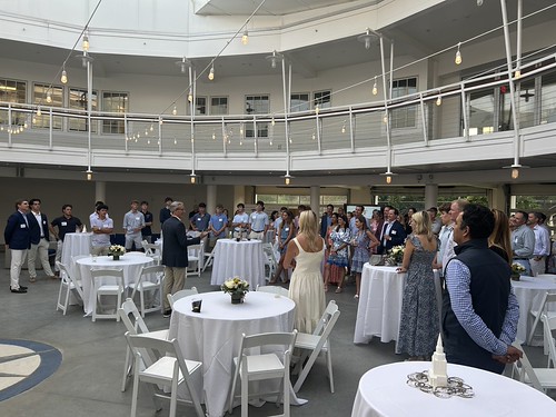 Mark Petersen, Senior VP of University Advancement, speaks to a room of incoming Class of 2030 students and their families at the 2026 Darien New Student Reception, held at The Tokeneke Club on Wednesday, July 22, 2026.
