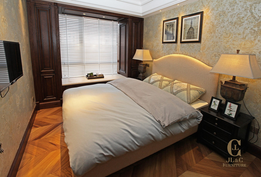 Upholstered bed featuring a custom decorative headboard-JL&C Furniture