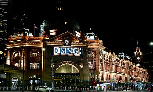 Flinders St Station at night