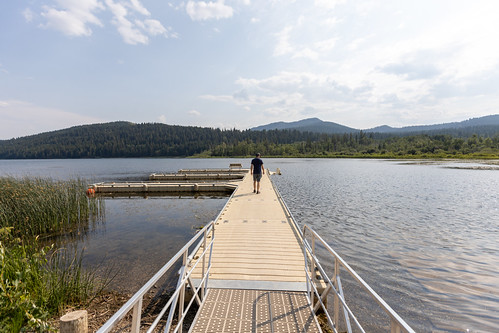 Walking on the pier at Beauvais Lake Provincial Park, located west of Pincher Creek.