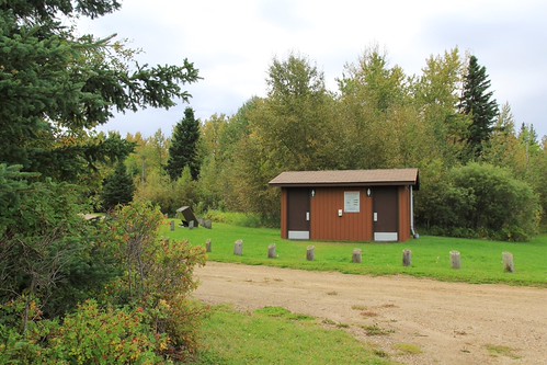 Vault toilets at Calhoun Bay Provincial Recreation Area