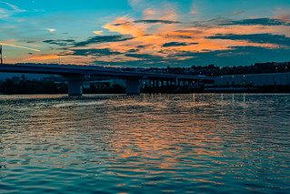Flickr photo: Sunset Over the Tennessee River — Olgiati Bridge, Chattanooga