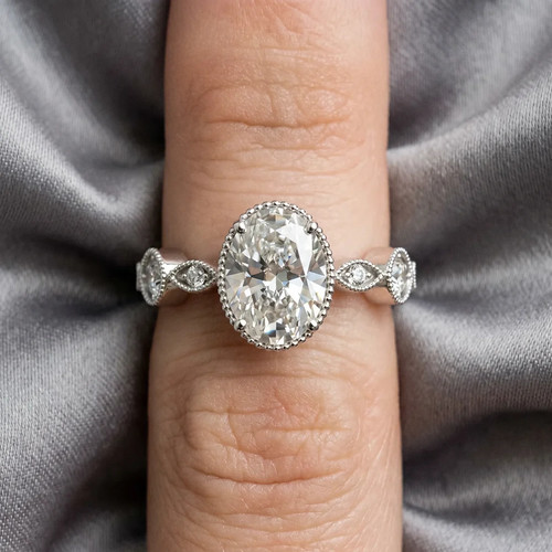 Elegant Oval Diamond Vintage Ring in White Gold with Timeless Sparkle | by Renaissance_J