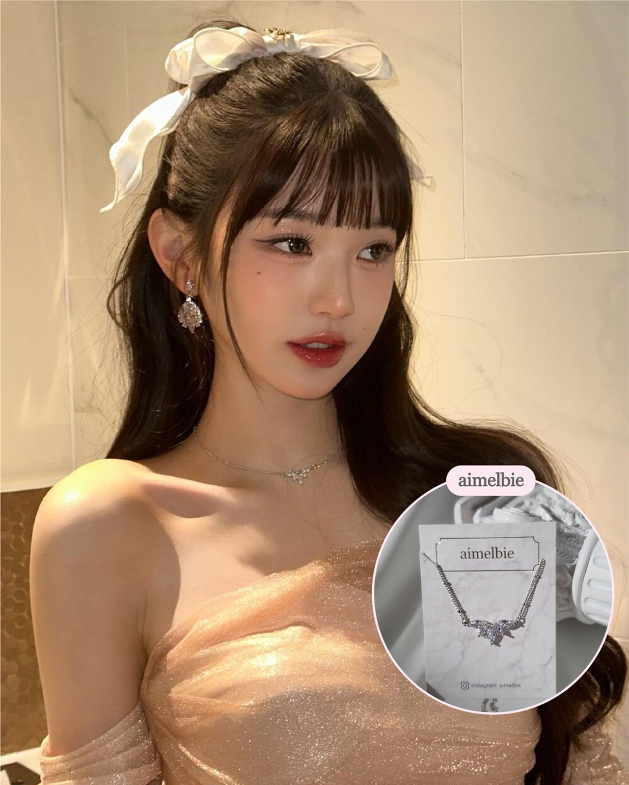 韓国 (IVE ウォニョン着用) ヘブンリー クリスタル 鎖骨ネックレス