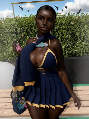 Serving looks, serving confidence, serving a little tennis-court attitude 🎾💋✨ Navy, gold & pretty details — the whole vibe is a love letter to me. 💅 | by A͏v͏a͏ K͏ Marsai