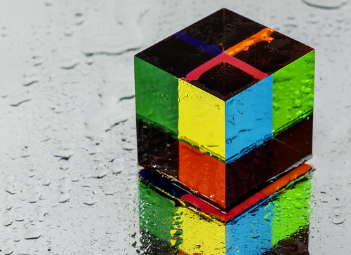 3 Sides of an Acrylic Cube on Mirror