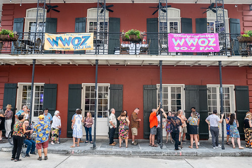 Waiting for the doors to open outside Tableau before the WWOZ Groove Gala on Sep. 10, 2026. Photo by Ryan Hodgson-Rigsbee.