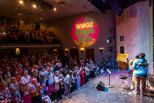 Irma Thomas hugs Beth Arroyo Utterback at the WWOZ Groove Gala on Sep. 10, 2026. Photo by Ryan Hodgson-Rigsbee.