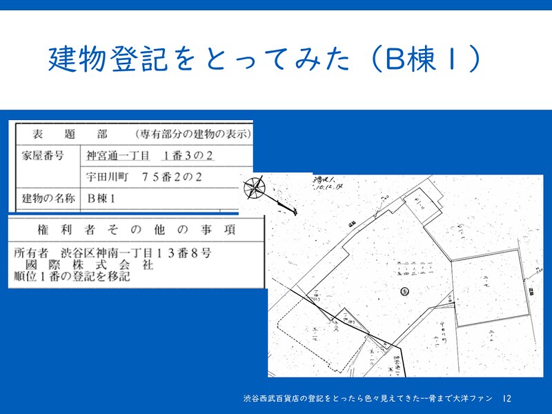 渋谷西武百貨店建物登記をとってみた（B棟１）