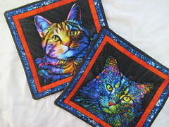 1281  Trivets (2)  Kaleidescope Cats - orange  $27