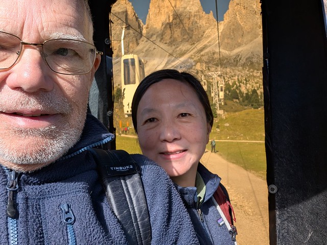 We Ride the Coffin Lift Forcella Sassolungo from Passo Sella to Toni Demetz Hut - Val Gardena, Dolomites, Italy