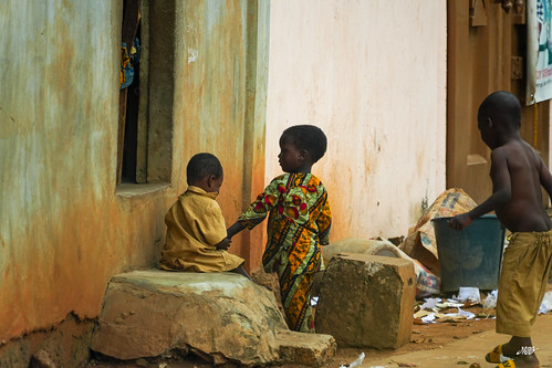 Children outside a house in Ouidah