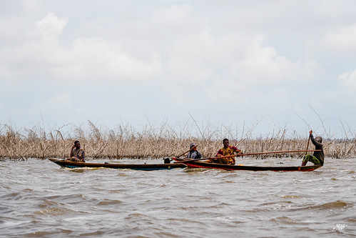 Family canoe on Lake Nokoué