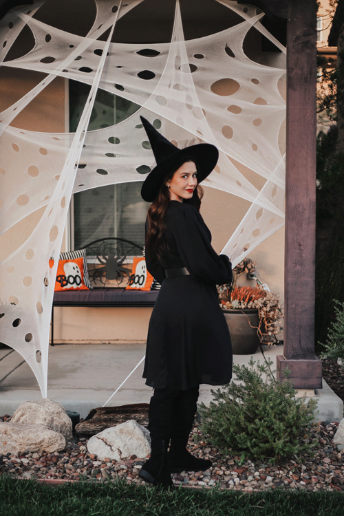 La Femme En Noir Faux Wrap Dress in Black Southern California Belle