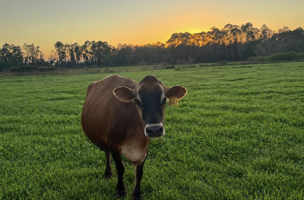 field with cow photo