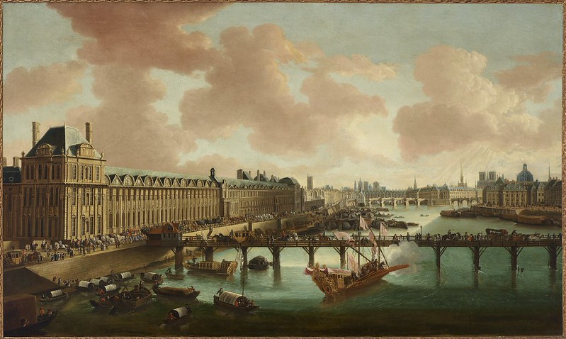 French school (c.1675) - Paris, a view of the Seine looking East, the Pont Rouge in the foreground