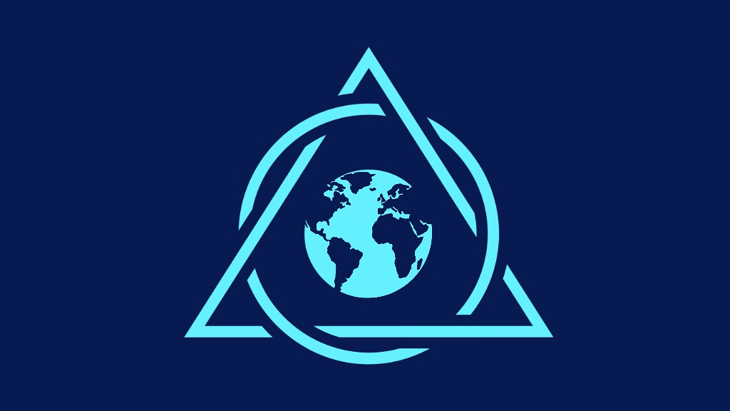 Icon of the world within an interlinked triangle and circle