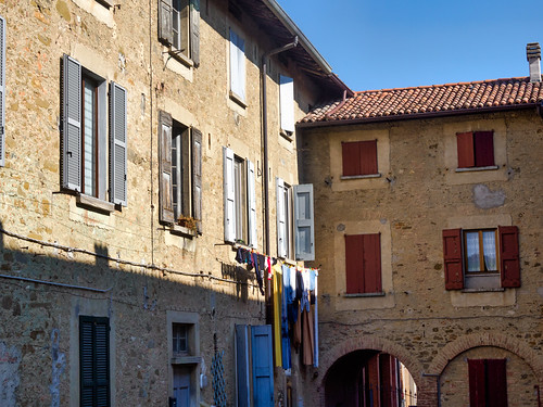 Old houses along via della Corna at Olgiate Molgora, Lecco province, Italy