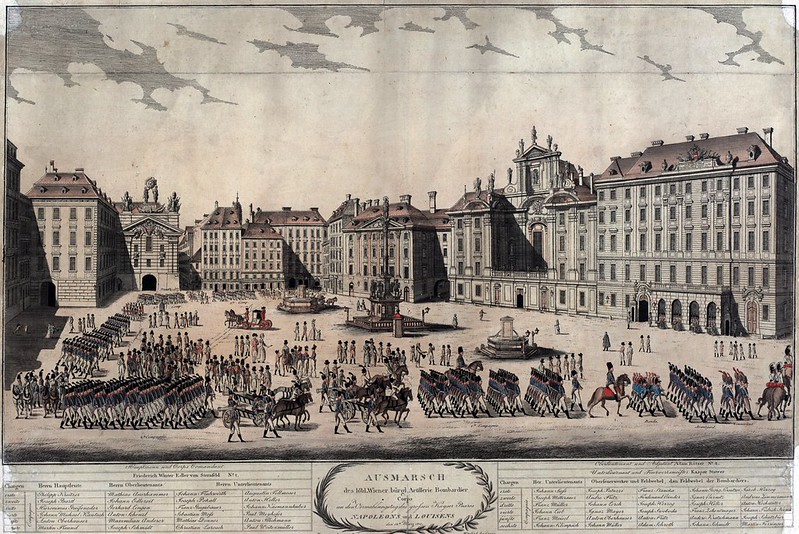 Franz Josef Stanka (1765-1831) - Aufmarsch des Wiener bürgerlichen Artilleriecorps am Platz Am Hof am 12. März 1810 aus Anlass der Vermählung Napoleons und Marie-Louises (1810)
