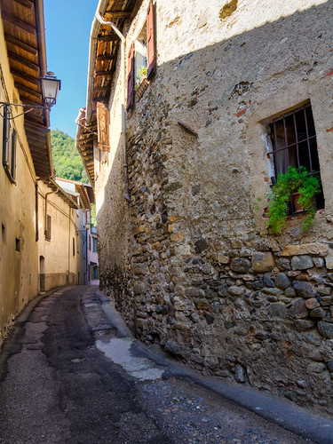 Old houses along via Cereina at Airuno, Lecco province, Italy