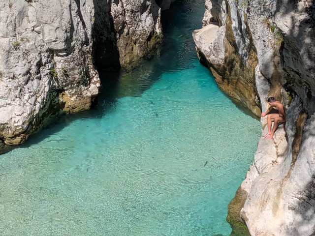 Man Ready to Dive - We Explore the Soca River Gorge in the Julian Alps, Slovenia