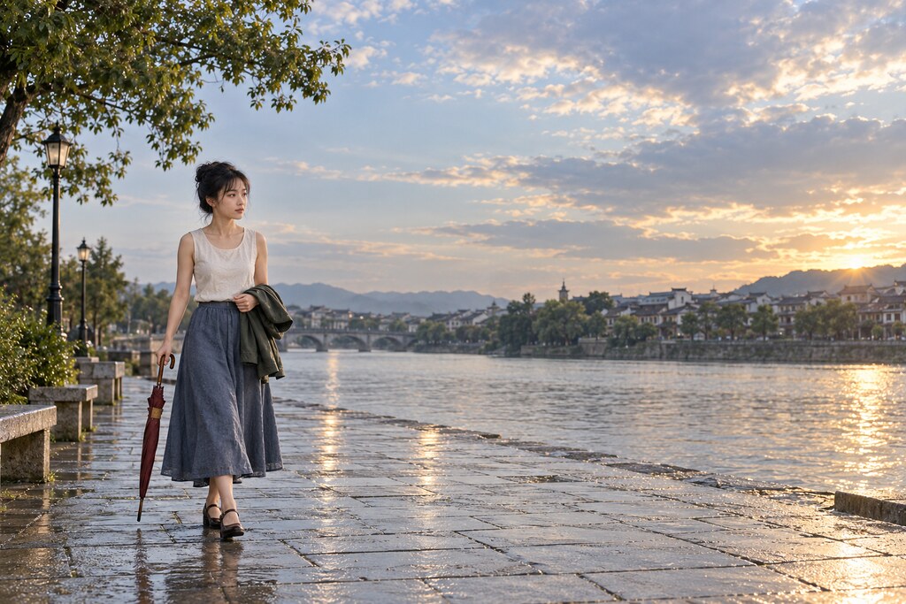 李瓶兒《雨停以前》第23幅：黃昏的邊（AI生成影像）（AI 生成，非真人照片）
