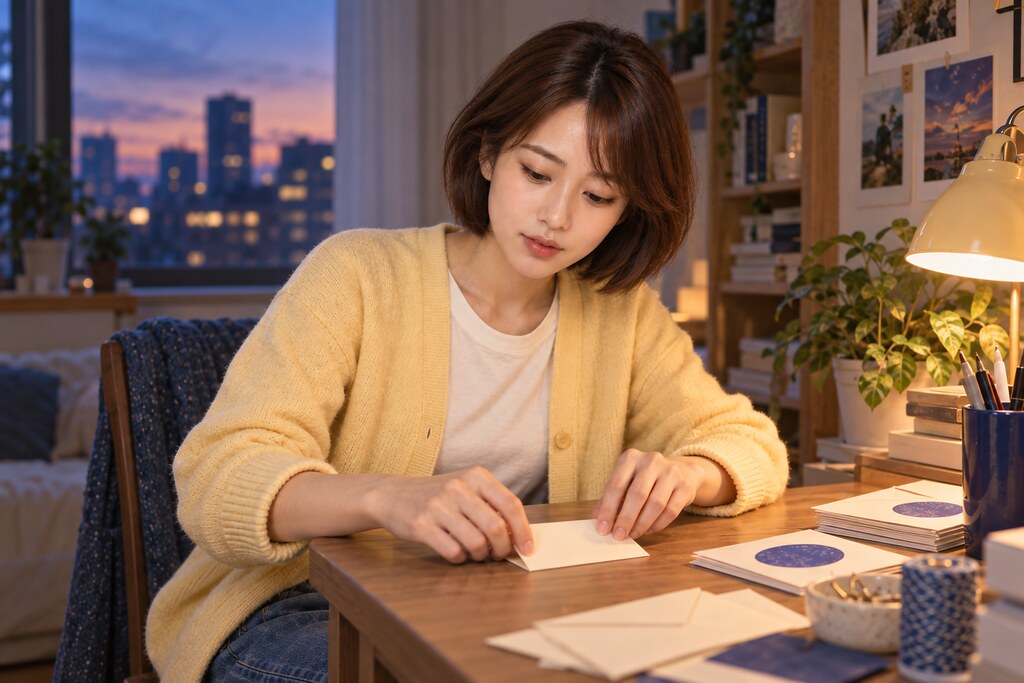 林予晴《把今天寄出去》，今天寄出了：折成能寄的大小。（AI 生成，非真人照片）