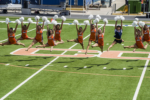 College of the Sequoias cheerleaders at halftime of football game - Visalia, Ca.