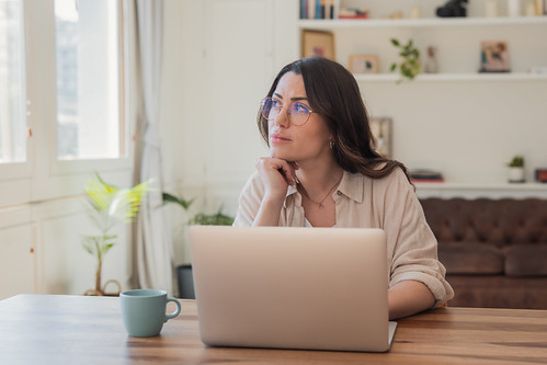 Woman working on laptop