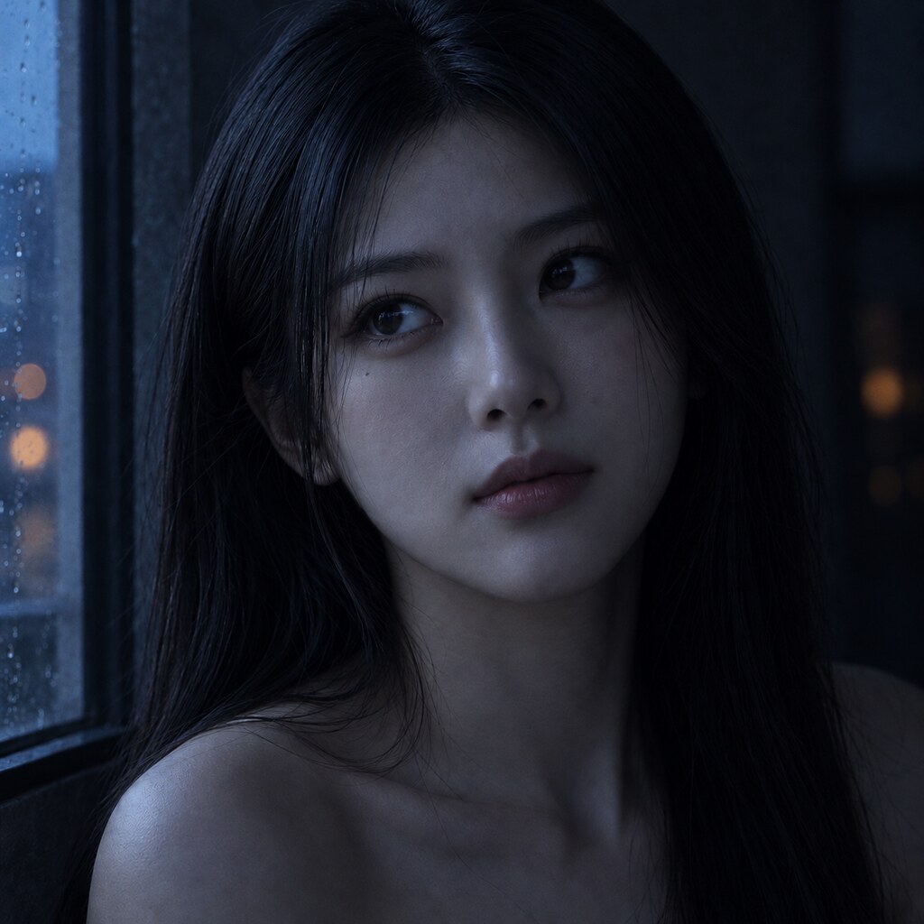 江映希《窗外還亮著》，天色與房間：光先停在這裡。（AI 生成，非真人照片）