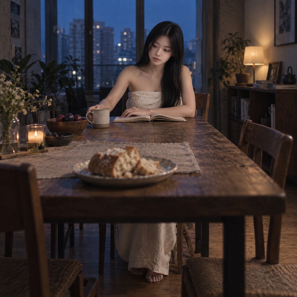 江映希《窗外還亮著》，桌子的另一端：桌子的另一端。（AI 生成，非真人照片）