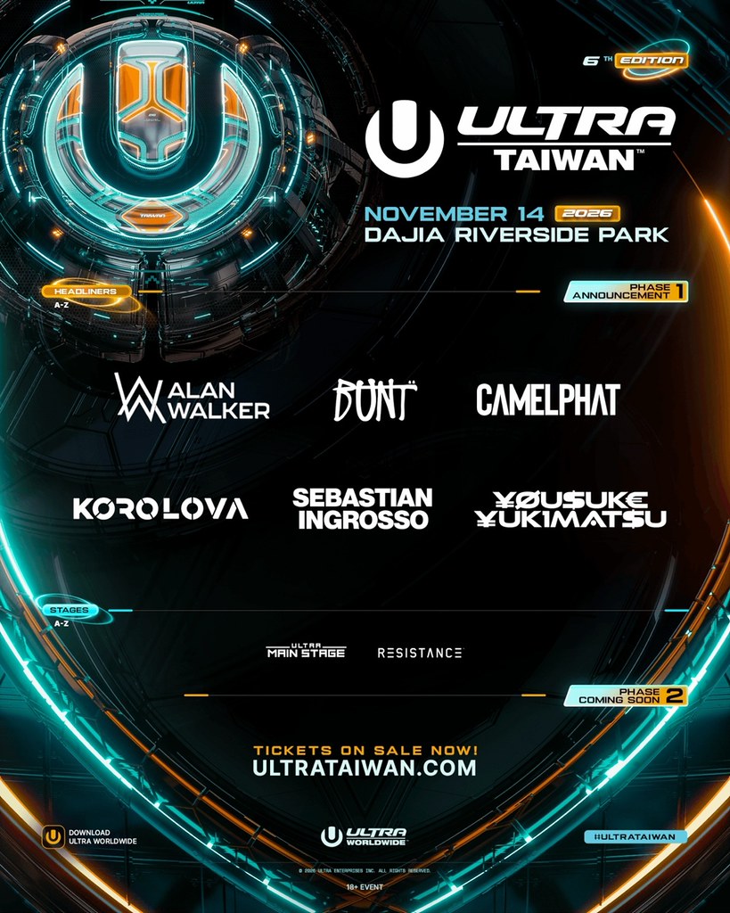 Ultra Taiwan公布首波超狂卡司陣容Alan Walker與Ingrosso領軍6組DJ巨星來台 11 Ultra Taiwan 2026-05