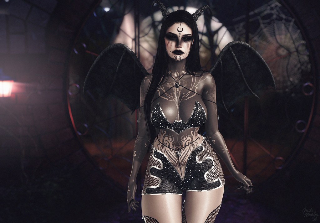 # Mili # 6897 - Second Life Halloween | LeLUTKA Avalon 4.0 + a.b Lana Dracula & FacePaint + GoK Daudra Dura + BDR Demonia