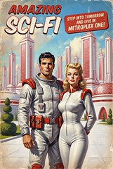 Google Gemini AI "Amazing Sci-Fi" Retro Futurism Cover Art