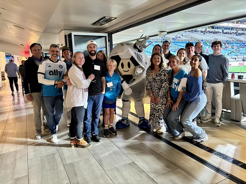 Charlotte Giving Society members enjoyed a special suite experience at the Charlotte FC vs. Dallas match on October 10, 2026. The group was joined by Dean Charles Iacovou, WAKECharlotte lead Isabelle White, and of course Sir Minty, the official Charlotte FC mascot!