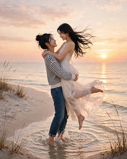 Grace and Arya at the beach