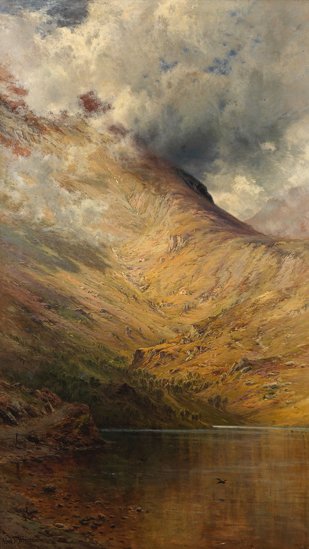 Alfred De Breanski «A Scottish loch and mountains on a cloudy day»