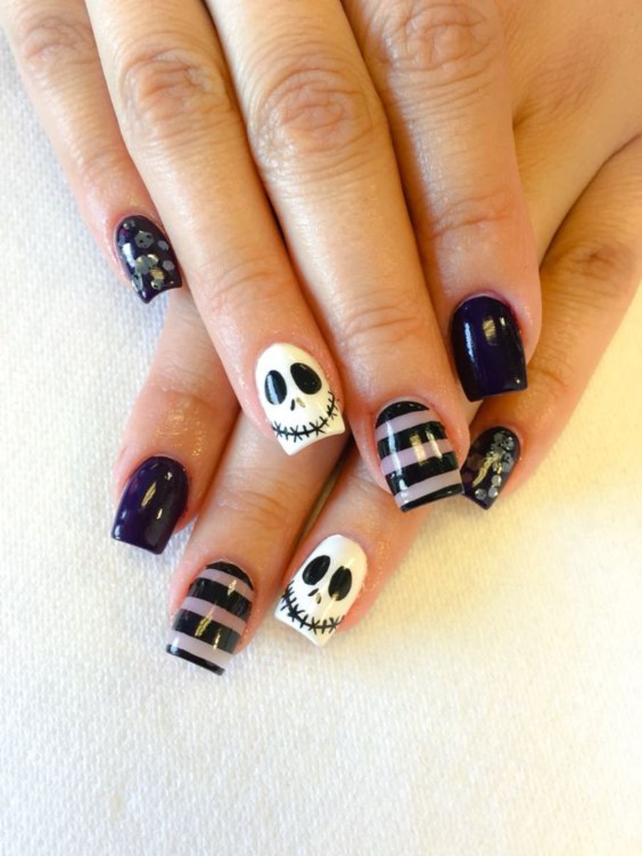 Black and White Jack Skellington Nails
