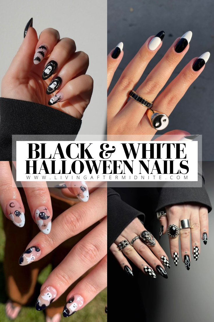 25 Black and White Halloween Nail Designs for Spooky Season