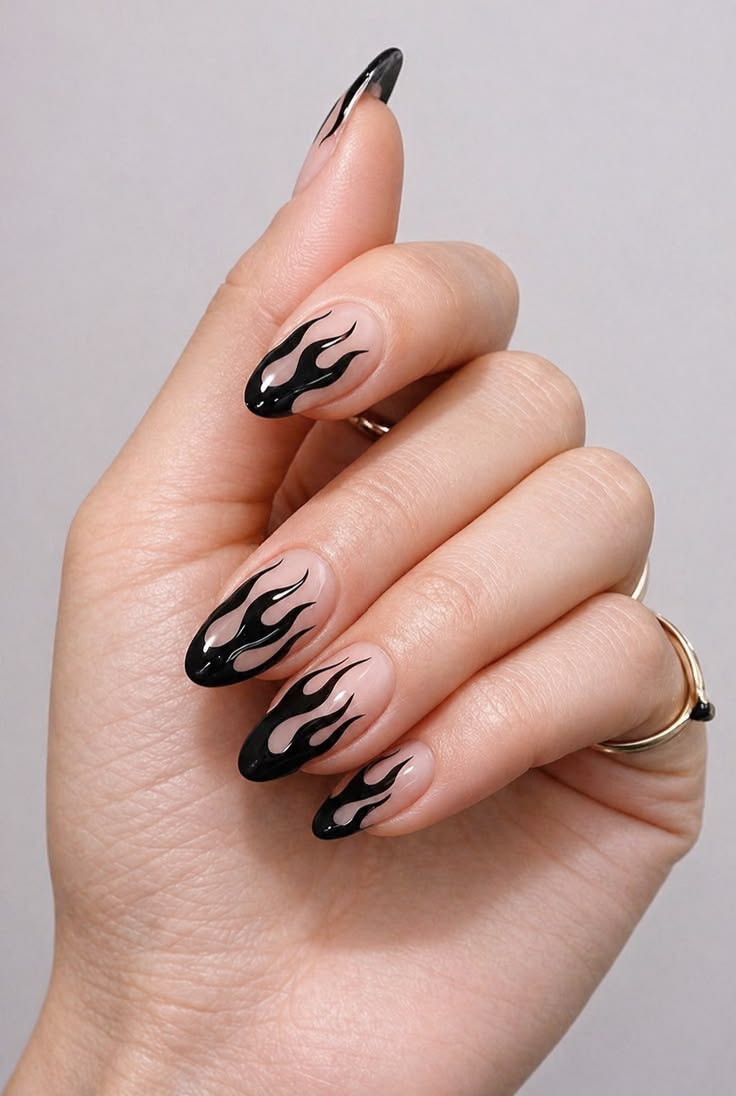 Black Flame Nails