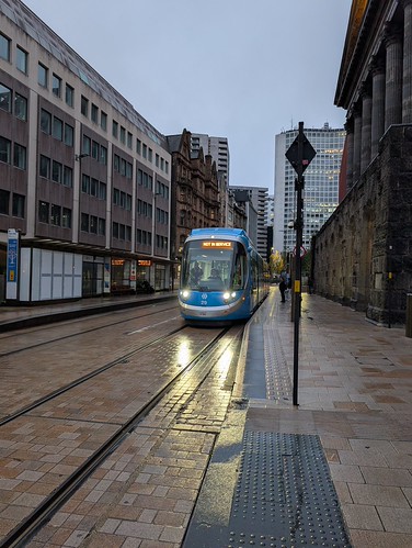 Birmingham Tram at night