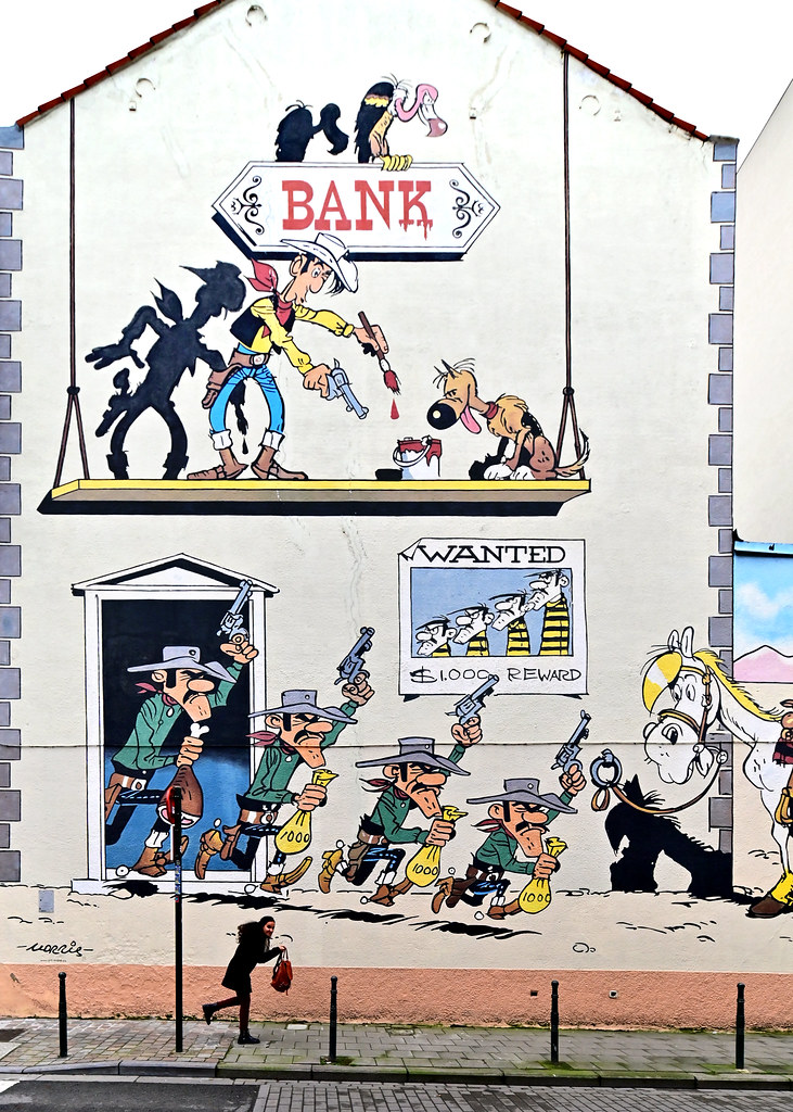 Lucky Luke y los hermanos Dalton en la Ruta del Comic de Bruselas