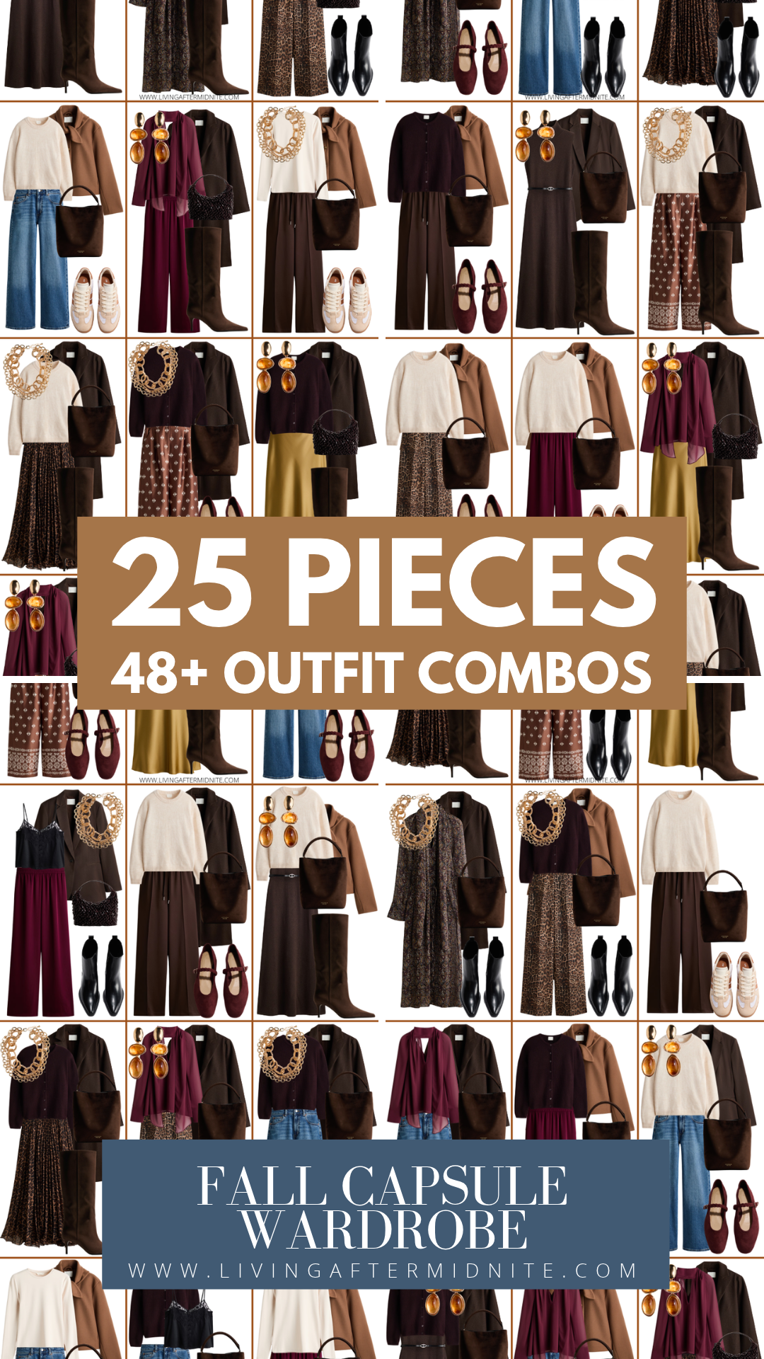 Collage of 25 Fall Pieces and 48 Outfit Combos