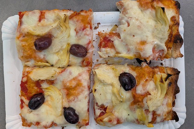 Artichoke and Olive Roman-Style Pizza at Maremma Pizza - Pula, Istria, Croatia